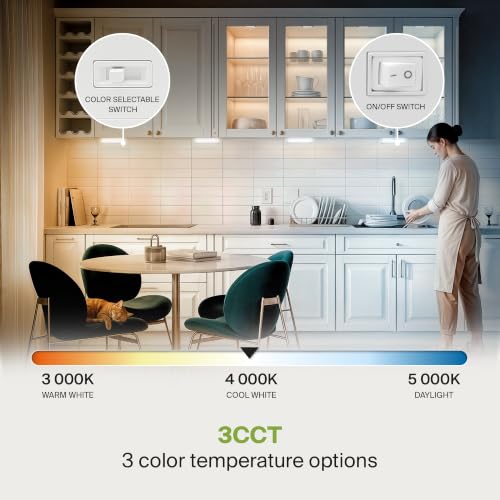 ASD LED Under Cabinet Lighting, 9 inch 3W 202 LM, Dimmable Hardwired Under Cabinet Lights for Kitchen, 3000K Soft/4000K Cool/5000K Daylight, Under Counter Light Fixtures, ETL, White, Bullnose Design - color: 9 Inch White, size: 1 Pack