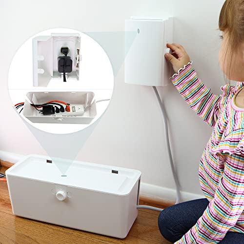 Power Strip Cover and Outlet Cover Box - Effectively Baby Proofs Power Strip on Floor or Wall, Protects Small Hands & Fingers, Cover Box and Outlet Cover Box (White-Bundle) - size: Power Strip Cover Box + Outlet Cover Box