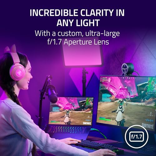 Razer Kiyo Pro Ultra 4K Webcam, Large Sensor, Built-in Mic and Shutter | Auto Light Correction, Pro Grade Content Creation, Streaming, Gaming, Video Calls, Works with PC, OBS, Zoom, Teams
