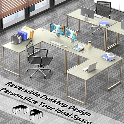 SHW Mission 55 x 60 L-Shape Home Office Computer Desk, Maple - color: Maple, size: 55-Inch L-Shaped