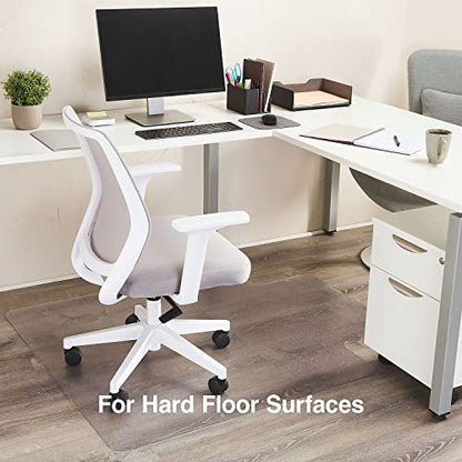Staples Office Chair Mat, Clear Floor Mats with Lip, Hard Floors, Textured Underside, Extended Under-Desk Coverage, 53 x 45 Inch, Smooth Glide - size: 45" x 53", style: Hard Floor