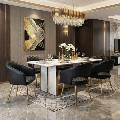 Velvet Dining Chairs Set of 2, Upholstered Dining Room Chairs with Gold Metal Legs, Modern Accent Kitchen Chairs with Curved Backrest for Living Room, Black - color: Black 2