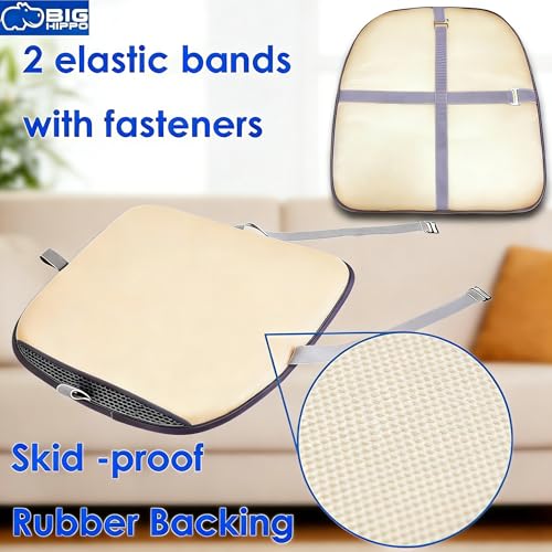Big Hippo Chair Pads, Memory Foam Chair Seat Cushion Non Slip Rubber Back Thicken Chair Padding with Elastic Bands for Home Office Outdoor Seats (Brown-1pc) - color: Brown