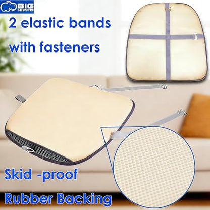 Big Hippo Chair Pads, Memory Foam Chair Seat Cushion Non Slip Rubber Back Thicken Chair Padding with Elastic Bands for Home Office Outdoor Seats (Brown-1pc) - color: Brown