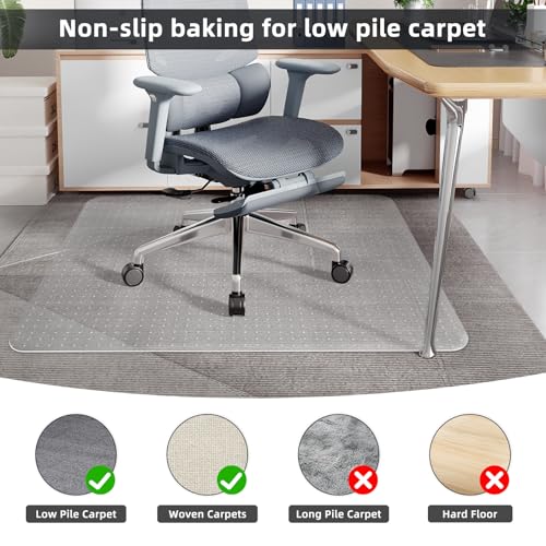 Office Chair Mat for Carpet Floor, Heavy Duty Desk Chair Mat for Low/No Pile Carpeted Floors, Anti Slip Carpets Protector for Home Office (48" x 36") - size: 48" x 36"