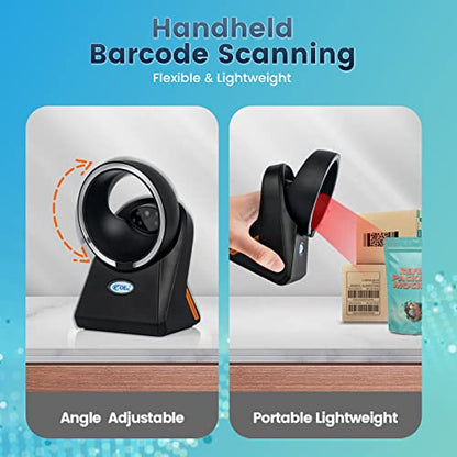 OBZ Desktop Barcode Scanne Hands-Free USB Desktop Automatic QR Code Reader | Omnidirectional Automatic scanning,Compatible with Windows,Android,Linux,MAC,1D,2D Codes in Retail Checkout use,2M USB Wired - style: Circle