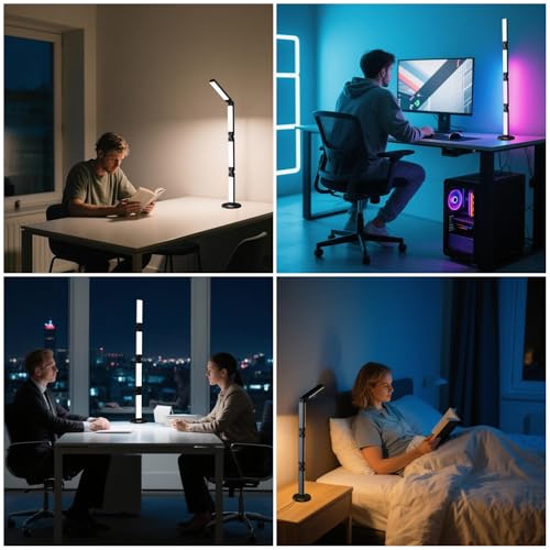 Led Desk Lamp with Atmosphere Lighting, Smart RGB LED Desk Lamp
