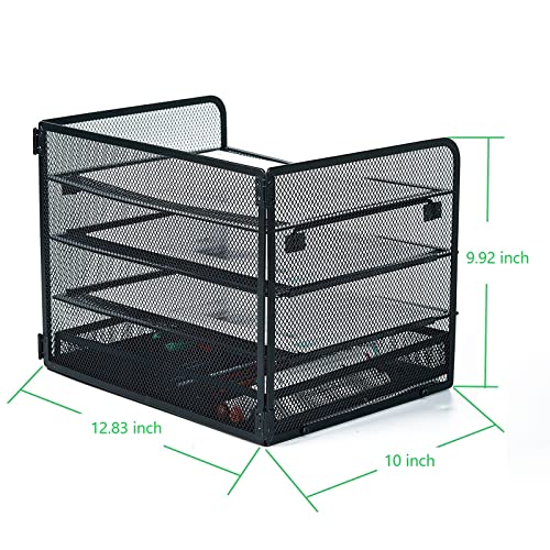 SETTFRFE 4-Tier Metal Desk Organizer-Paper Letter Tray with Drawer,Black - size: 12.8" x 10" x 9.9"