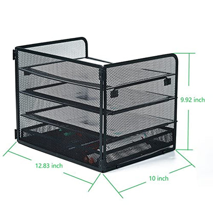 SETTFRFE 4-Tier Metal Desk Organizer-Paper Letter Tray with Drawer,Black (Pack of 2) - size: 12.8" x 10" x 9.9" (Pack of 2)