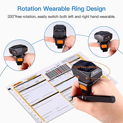 Eyoyo Mini Wearable 2D 1D QR Bluetooth Finger Ring Barcode Scanner - color: Orange