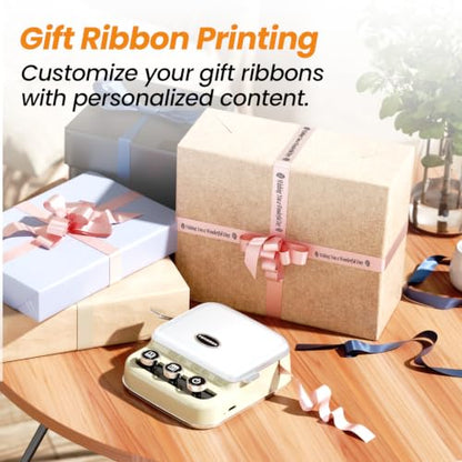 Ribbon Printer, Phomemo P15 Mini Bluetooth Portable Label Maker Machine - color: White