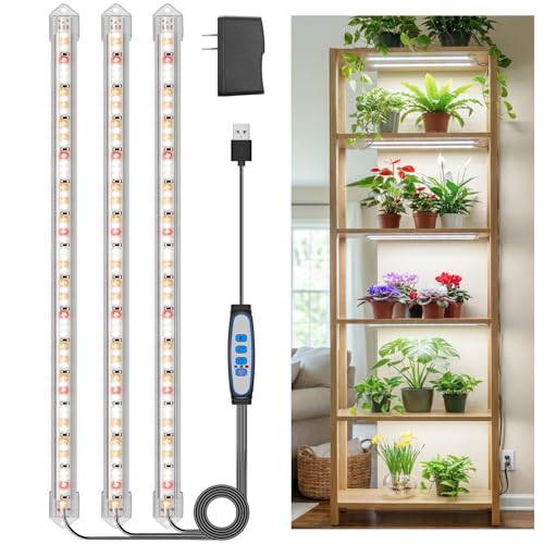 Kullsinss 16in Grow Lights for Indoor Plants, 3-Bar 180 LEDs Full Spectrum - color: 3 Bars, size: 1 Pack