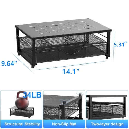 gianotter Computer Monitor Stand Riser with Drawer - color: Black
