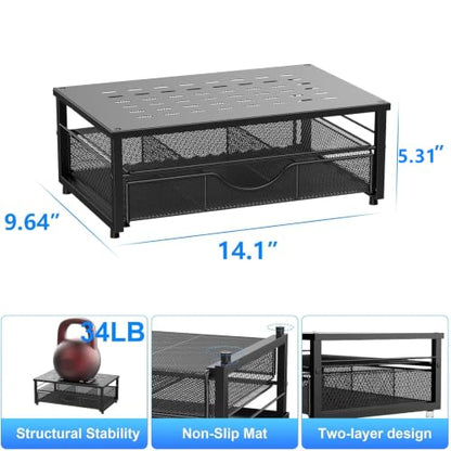 gianotter Computer Monitor Stand Riser with Drawer - color: Black