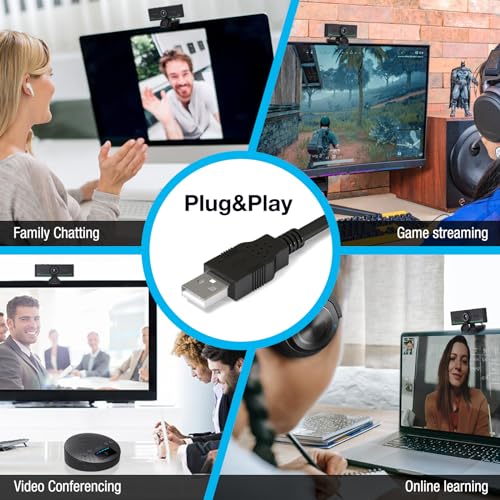 Gsou Webcam with Headset and Microphone, 1080P Webcam with Privacy Cover, Plug and Play Web Camera for Desktop Computer Zoom Meetings, Audio Bluetooth only for Headset - color: Webcam+Headset