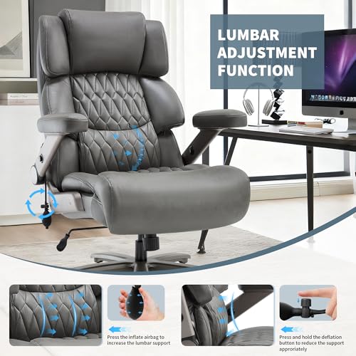 700lbs Big and Tall Office Chair, Large Heavy Duty Computer Desk Chair - color: Grey