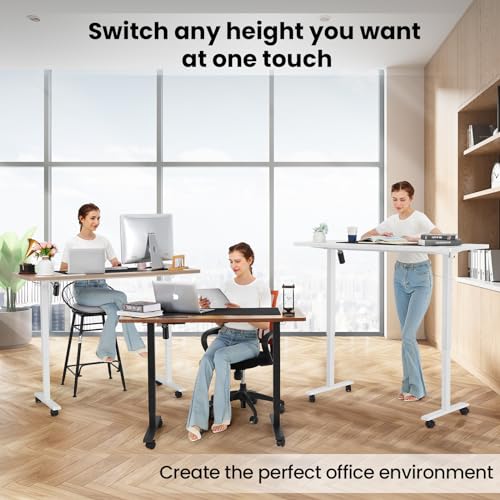 farexon 48x24 Inch Electric Standing Desk with Wheels, Brown - color: Brown, size: 48 x 24''