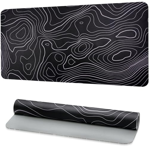 Desk Mat, Desk Pad Dual Leather Sided Desktop Mat for Office and Home,Desk Organization and Accessories - Ideal for Large Mouse Pad and Desk Mats on Top of Desks (Topographic 31.5"x 15.7") - color: Topographic