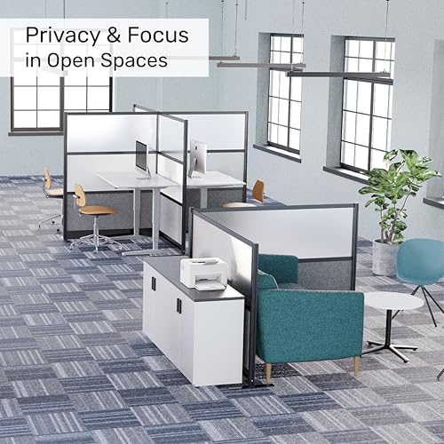 Workflow Modular Wall | Room Divider with Whiteboard, Sound-Dampening, & Frosted Acrylic Panels | Expandable Office Partition for Privacy & Productivity (53" x 48") - size: 53'' x 48''