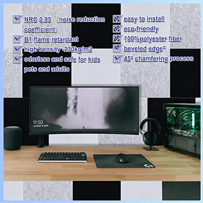 18 Pack Acoustic Panels-12"X12"X 0.4"Soundproof Wall Panels, White Sound Absorbing Panel,High-Density Sound Dampening Panels Acoustic Treatment for Home Studio - color: white-square