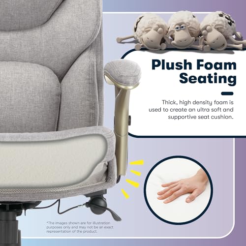Serta Ergonomic Executive Office Chair Motion Technology Adjustable Mid Back Design with Lumbar Support, Light Gray Fabric - color: Light Gray Fabric