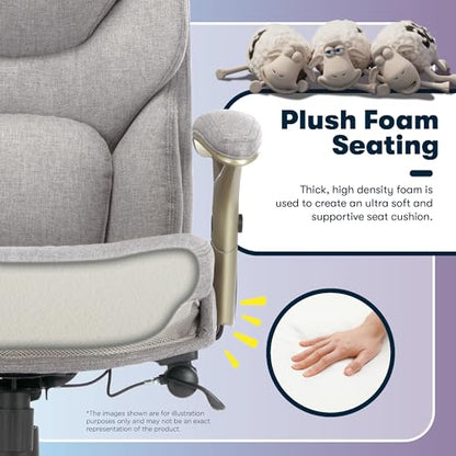 Serta Ergonomic Executive Office Chair Motion Technology Adjustable Mid Back Design with Lumbar Support, Light Gray Fabric - color: Light Gray Fabric