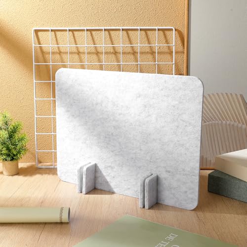 SOLUSTRE Desk Divider Felt Privacy Panel - Desktop Partition Office Divider Wall for Students, Classrooms, Noise Reduction Acoustic Screen, Light Gray