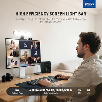 NEEWER Basics 6W Monitor Light Bar with Stand/Remote/Touch Control, L10 | Bi Color Dimmable LED Lamp, Home Office Desk Video Conference Lighting, Computer Laptop Webcam Zoom, Gaming Streaming Reading