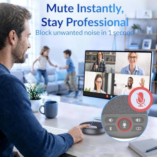 Speakerphone, Conference Speaker with 4 Mics, 360° Enhanced Voice Pickup - color: Supports 2-Unit Daisy-Chaining