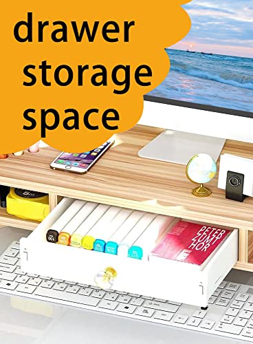Triangle Monitor Riser,Cut Triangular Computer Monitor Desktop Corner Stand,Desktop Corner Shelf With Drawers Wooden Computer Stand With Storage Laptop Risers Office Organization.