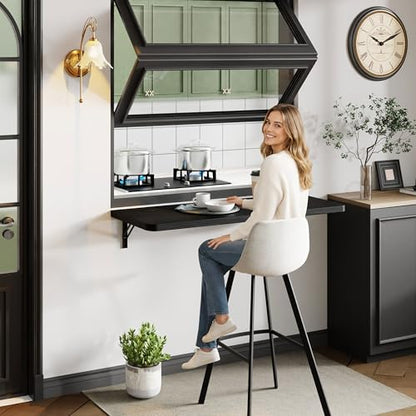 Dogsky Floating Wall Desk 36" x 14" - 200 lbs Heavy Duty Solid Pine - color: Black, size: 36" x 14"