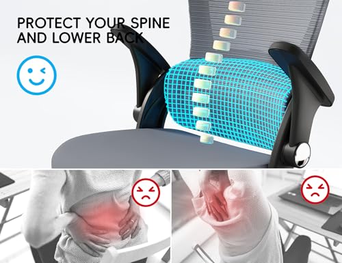 TRALT Office Chair - Ergonomic Desk Chair with Headrest Support for Adults | Home Office Desk Chair with Lumbar Support - Ergonomic Mesh Chairs 330 lb Wide Seat with Lumber Comfy Desk Chair(Black Grey) - color: Black Grey