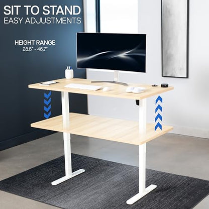 VIVO Light Wood 60 x 30 in Standing Desk, DESK-KIT-0W6C - color: Light Wood Top / White Frame, size: 60 x 30 inch