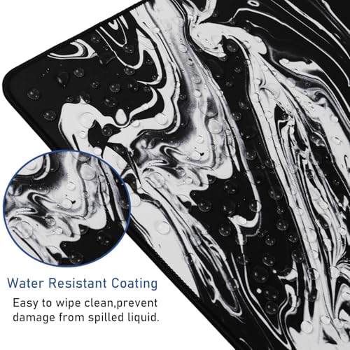 Large Gaming Mouse Pad with Stitched Edges, Non-Slip Natural Rubber Base - color: Black White, size: 31.5L x 15.7W inches