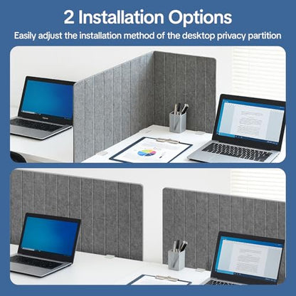48" Desktop Privacy Screen - Sound Absorbing Felt Panel, Clamp-On Foldable Office Divider for Desk, Dark Grey - color: Dark Grey