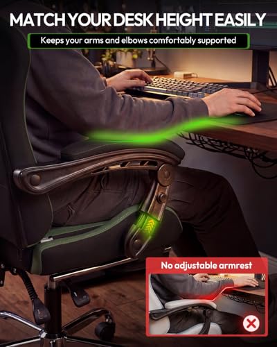 Dowinx Ergonomic Gaming Chair with Footrest & Massage Lumbar, 2D-Linkage Armrests for Computer Chair 330lbs with Headrest Pillow for Office, Home, Streaming and Long Gaming Sessions, Fabric Dark Green - color: Dark Green