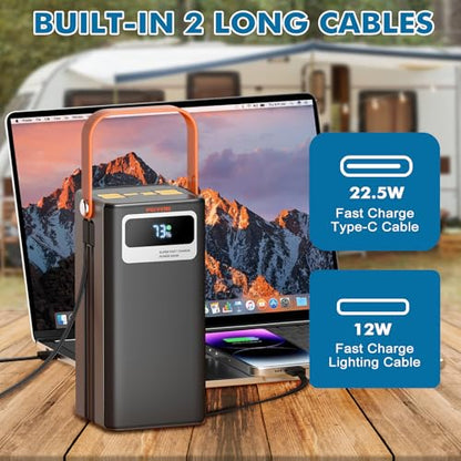 PGYOB Portable Power Station, 99.9Wh Outdoor Generator with Built in Cable, Portable Power Bank Backup Battery for Phone Charge, Travel, Home use, Camping, RV Trip - size: 99.90Wh