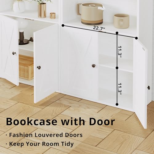 IRONCK Industrial Bookshelves and Bookcases with Doors and Shelves - color: Industrial White