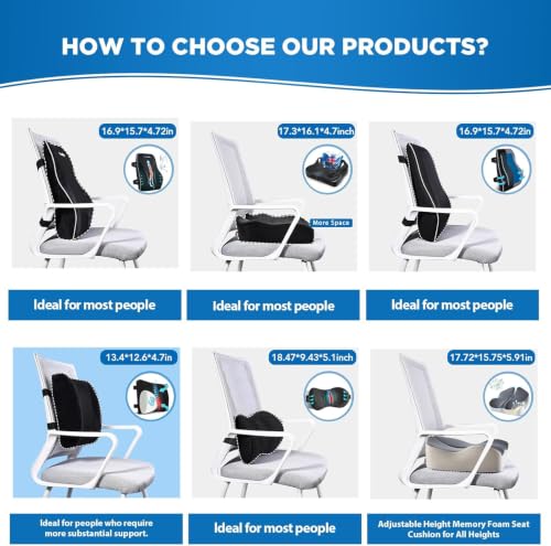 Niceeday Lumbar Support Pillow for Office Chair Car Back Support Pillow, Memory Foam Gaming Chair Desk Chair Back Cushion for Lower Back Pain Relief, Ergonomic Back Rest,Office Home Essentials - size: Full Back 3D-16'*18'*5'
