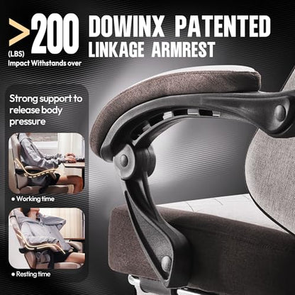 Dowinx Gaming Chair Fabric with Pocket Spring Cushion, High Back Ergonomic Computer Chair with Footrest for Adults, Massage Lumbar Support Swivel Game Chair for Office Gaming 300LBS, Brown - color: Brown