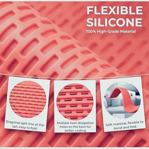 Flexible Silicone Aluminum Phone Holder Tablet Stand with Charging Port Design, Foldable Airplane Laptop/Phone Stand for Home Office Travel (Pink) - color: Pink