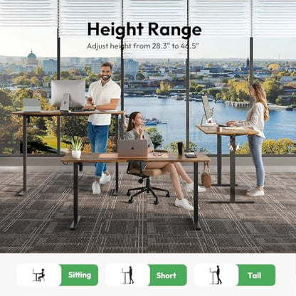 63 x 28 Inch Electric Standing Desk, 3 Memory Presets, Brown - color: Brown, size: 63*28