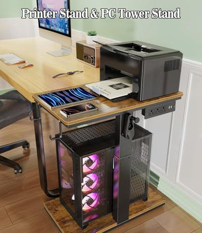 Computer Tower Stand with Charging Station & USB Ports