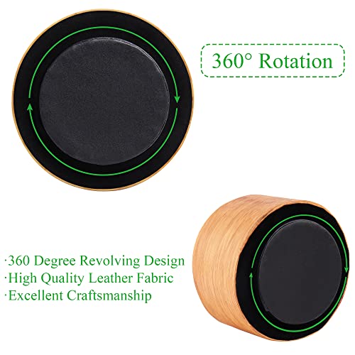 Round Leather Art Supply Organizer,Remote Control Holder,360 Degree Spinning,Multi-Functional Pencil Holder,4 Compartments Desktop Stationary Organizer(1-Beige2) - color: 1-Beige2