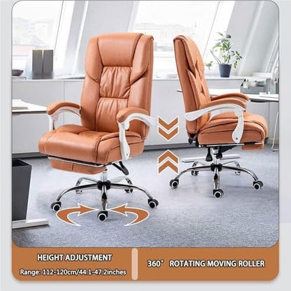 Ergonomic Executive Office Chair with Footrest Leather Computer Desk Chair High Back Home Task Chair with Lumbar Support Comfortable for Bedroom Business(Blue) - color: Blue
