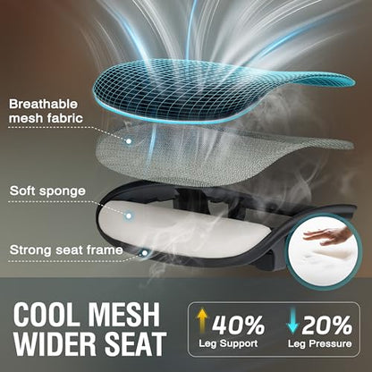 ELABEST Ergonomic Mesh Office Chair,Comfy Computer Desk Chair- BIFMA 5.1 Certified Commercial Swivel Task Chair for Home Office-Adjustable Lumbar Support & Armrests,Tilt Function,Wide Seat(Dusty Sage) - color: Dusty Sage