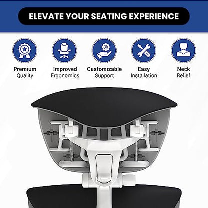OFFICE LOGIX SHOP Embody Headrest Compatible with Herman Miller Embody Chair (Black Rythem Fabric/White Frame) - color: Black Rythem Fabric/White Frame