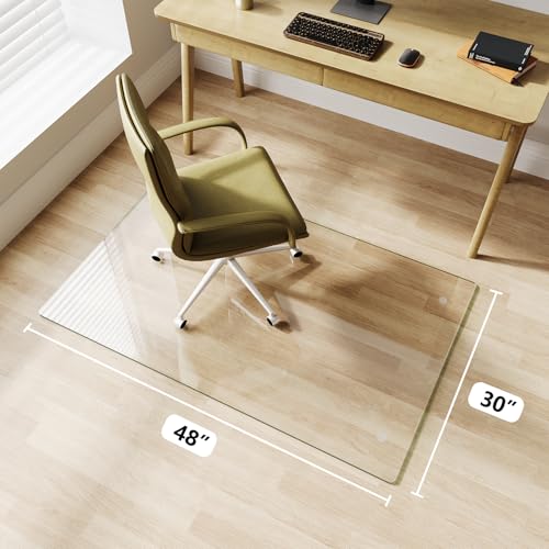 Glass Chair Mat 30" x 48" Tempered Glass Office Chair Mat - color: Transparent, size: 48" x 30"