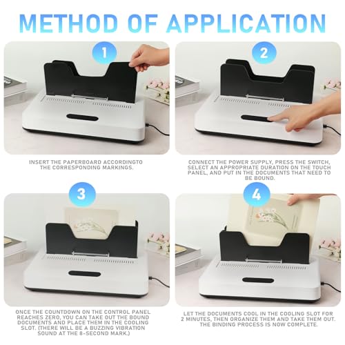 Thermal Binding Machine, Digital Touch Panel with 10 Thermal Binding Covers, No Preheat Time, 500 Sheet Capacity – Electric Book Binder for A4/A5/Letter Size Documents, Office, School & Home Project
