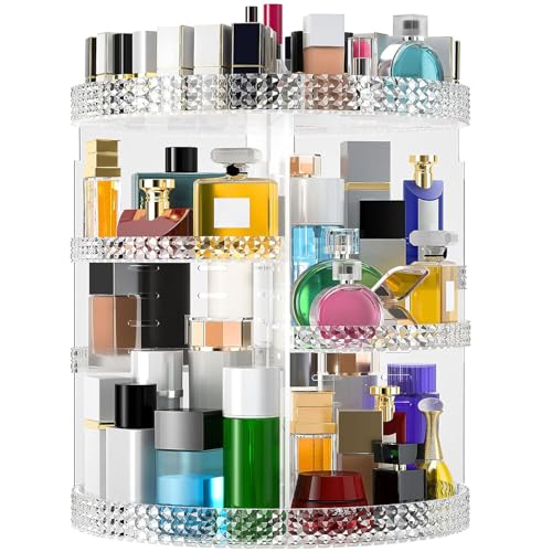 360 Rotating Makeup Organizer Countertop, Clear Acrylic Large Perfume Organizer, Organizador De Perfumes, 7 Layers Make Up Organizer and Storage Fits for Vanity and Bathroom - X-Large Clear - color: Clear, size: X-Large